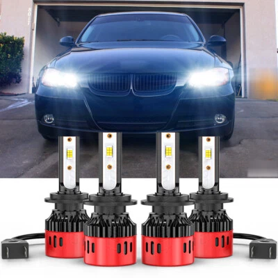 4* Faro LED haz alto bajo 6000 k para BMW 323i 2006 2007 2008-2011 H7+H7 Foto 1 de 4