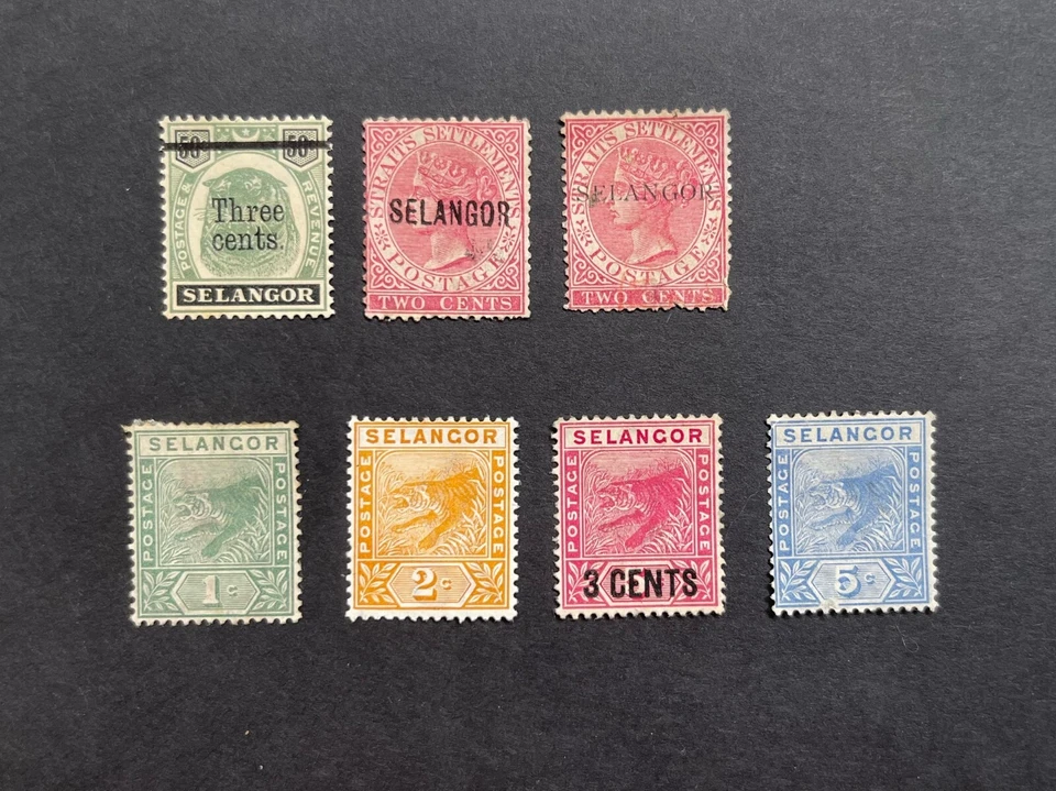 STRAITS SETTLEMENTS/ 马来亚/ 雪兰莪州 1885 - 1900 完好精选 inc 2c 玫瑰 (2) — 第 1/1 张图片
