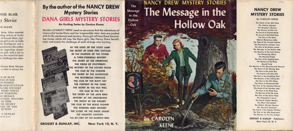 NANCY DREW #12 THE MESSAGE IN THE HOLLOW OAK w/DJ 1961B-56 RARE 2ND COVER ART - Image 1 of 1