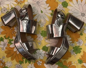 Aerosoles Camera hochhackige Damen-Plateausandalen silber metallic Retro 7 - Bild 1 von 9