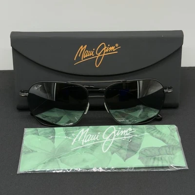 Gafas de sol para hombre Maui Jim Mano negras plateadas a rayas grises neutras 877-02 Foto 1 de 4