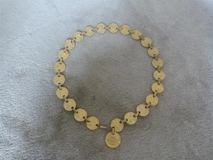 Vintage 1970er signierter Pauline Rader Gürtel strukturierte goldfarbene Münzen 39 Zoll - Bild 1 von 7