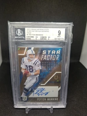 Peyton Manning 2017 Unparalleled Star Factor Auto Gold 1/1 BGS 9/10 Autographs - Image 1 of 3