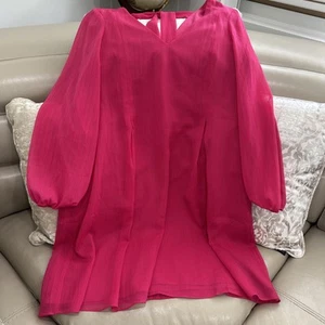 INC International Concepts Damen Kleid Rosa V-Ausschnitt Tie Bow Back Gr: L Neu - Bild 1 von 9