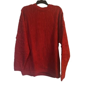 GUC Bergati Maglione Uomo Rosso Maglia Cavo 100% Acrilico Taglia Large - Foto 1 di 6