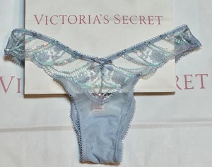Victoria Secret Blue Embroidered Iridescent Sequin Brazilian Cheeky Panty S - Picture 1 of 4