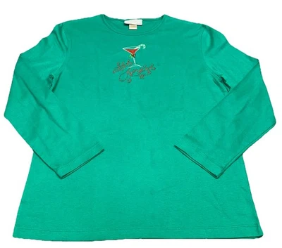 Camisa feminina vintage M&C Sportswear verde get jingled Natal Martini G/S GG - Imagem 1 de 4