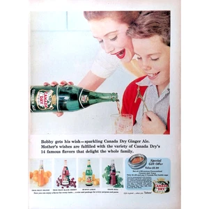 Canada Dry 1956 Print Ad Soda Soft Drink Bobby Gets His Wish 14 Flavors 11"X14" - Imagen 1 de 3