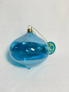 DEPT 56 mundgeblasen Kunstglas Weihnachtsschmuck Zwiebelform 4" türkis blau - Bild 1 von 6