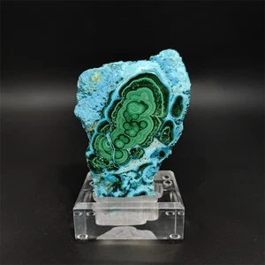 1.65LB Natural Malachite Quartz Mineral Specimen Crystal Healing Decor +stand - Picture 1 of 9