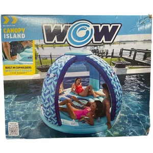 Flotador Isla Piscina Deportiva WOW, Flotador Inflable con Toldo, 100" Diámetro - Imagen 1 de 2