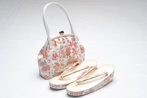 DEAR VANILLA JAPANESE KIMONO HANDBAG PURSE ZORI SET VINTAGE AUTHENTIC JAPAN MADE - Picture 1 of 9