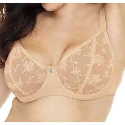 Nuevo con etiquetas Sujetador con aros Just My Size MJ1203 moderno curvilíneo sin forro Balconette 44DD beige Foto 1 de 2