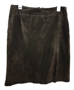Nordstrom Preview Collection Leather Suede Brown Skirt Zip Up Pencil Size 14 - Picture 1 of 4