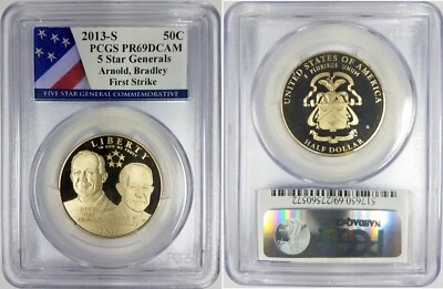 2013-S PCGS PR69DCAM 5 Star Generals Arnold, Bradley 50C #2 ~ FIRST STRIKE - Image 1 of 3