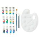 Acrylic Paint Set with 3 Brushes with Tube (12 Colors) for