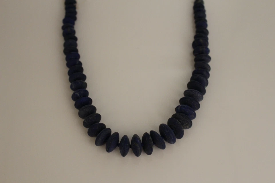 Lapislazuli Statement Kette mit Verlauf runde Scheiben unpoliert Heilsteine - Bild 1 von 4