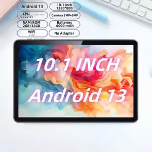 10-Inch Android 13 Tablet, Quad-Core, 32GB Storage, GPS, IPS Screen, 6000mAh - Picture 1 of 12