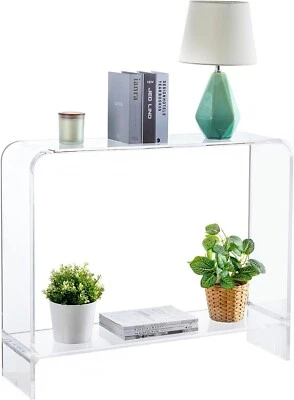 15mm Clear Acrylic Entryway Console Table, 2 Tier Living Room Storage Shelves - Image 1 of 4