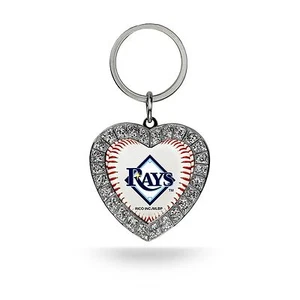 Tampa Bay Rays Keychain Womens Rhinestone Heart MLB Bling Key Ring - Picture 1 of 2