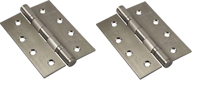 2x Acciaio Inox Nastro per Porta Cerniera Türgehänge 102x76 MM Interna Argento - Immagine 1 di 4