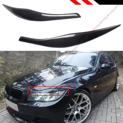 PARA BMW E90 E91 SERIE 3 M3 2006-12 FIBRA DE CARBONO FARO PÁRPADO CUBIERTA CEJAS Foto 1 de 4