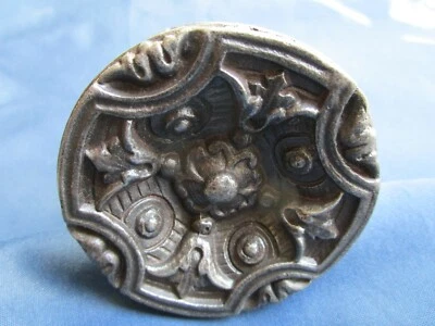 Poignée rosace ronde fonte décoré  fixe porte entrée ancienne 7 cm - 8,6 cm - Photo 1/4