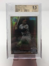 2017 BOWMAN CHROME NATIONAL CONVENTION GOLD REFRACTORS HANK AARON BGS 9.5 32/50