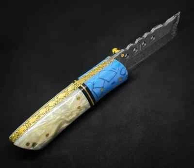 TANTO FOLDING BLADE KNIFE DAMASCUS STEEL KNIFE - Image 1 of 4