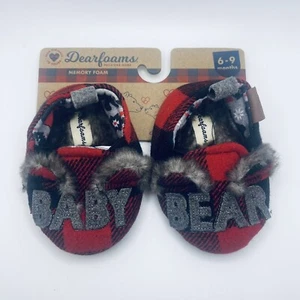 DEARFOAMS~Bambino 6-9 mesi~Pantofole a quadretti ORSO BAMBINO con schiena chiusa nuove con etichette - Foto 1 di 5
