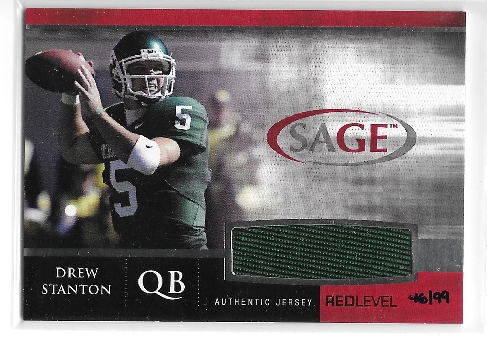 2007 Sage Drew Stanton Jersey Card Michigan State #ed /99 - Image 1 of 1