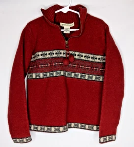 Eddie Bauer Youth Size S Lambswool Sweater Heavyweight High Neck Zips at Neck - Picture 1 of 5