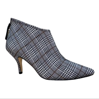 All Black Urban Fab Black & White Plaid Ankle Bootie Size 9.5M New - Image 1 of 4