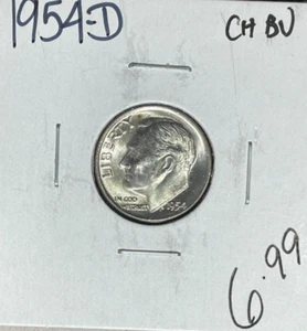 Moneda de diez centavos de plata Roosevelt 1954-D ~ ch/bu ~hermosa moneda~ - Imagen 1 de 2