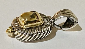 Italienischer Designer Alisa Anhänger Sterlingsilber 18 K Gelbgold gewölbt & gerillt - Bild 1 von 13