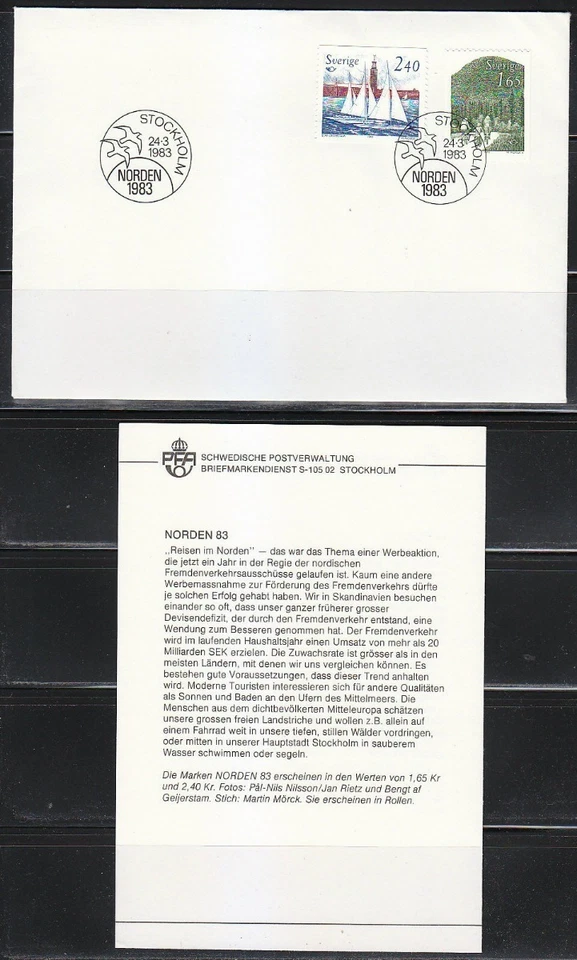 Sweden 1983 FDC cover Bicycling & Sailing / Tourism Mi 1230-1231 - Image 1 of 1