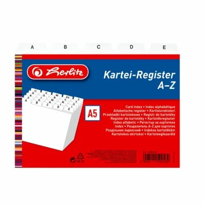 1x Herlitz A5 Karteiregister, Karteikartenregister, Leitregister A-Z in weiß