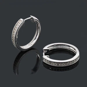 .51 CT Genuine Diamond Milgrain Style Hoop Huggie Earrings 14K White Gold Plated - Picture 1 of 5