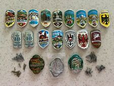 Lot of 19 Vintage German Cane Souvenir Badges Medallions Wanderstock Schildes