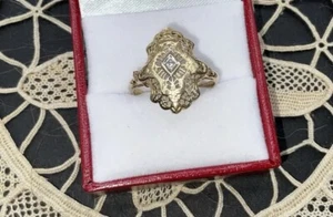 Antique 14K Filigree & Diamond Ring size 9 - Picture 1 of 7