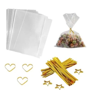 Clear Treat Bags 100 PCS 6x8 Inch Cellophane Bag Clear Candy Bags with 100PCS... - Picture 1 of 7