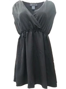 Kardashian Collection Womens Solid Black Wrap Sun Dress Summer Sundress Medium - Picture 1 of 1