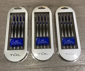 3x Tul Retractable Gel Pen Pens 0.5mm Needle Point, Blue 4/Pack - New - Picture 1 of 2