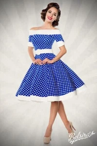 Falda Con Lunares, Elegante Falda Ancha Y Cortas Mangas - Imagen 1 de 4