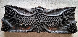 ANTIGUO BLOQUE DE IMPRESIÓN DE MADERA INGLÉS TALLADO VICTORIANO GÓTICO REPRESENTA UN HALCÓN - Imagen 1 de 6