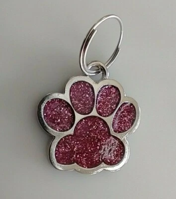 Dije de collar con estampado de pata para perro gato esmalte rosa azul rojo plata dorado no grabado Foto 1 de 4