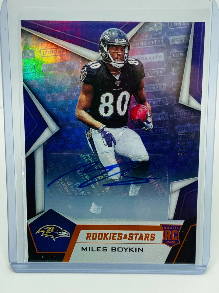 2019 Panini Rookies & Stars Miles Boykin RC Longevity Auto Orange #46/60 - Image 1 of 2