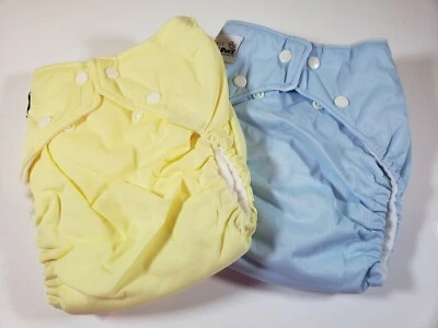 2 Fuzzi Bunz Cloth Diapers Perfect Size w Inserts L 25-45+ lbs Blue Yellow NWOT - Image 1 of 4