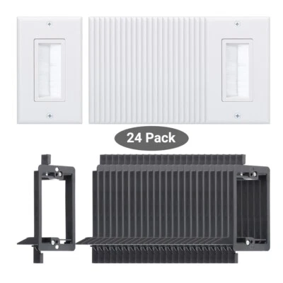 Single Gang Brush Wall Plate 24 Pack with 1 Gang Low Voltage Mounting Bracket - Image 1 of 4