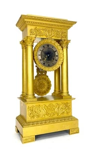 1880 Antiguo Francés Ormolu Estuche de Bronce Pórtico Pilar Manto Reloj con Doble Cisne - Imagen 1 de 11